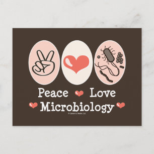 Carte postale Peace Love Microbiologie