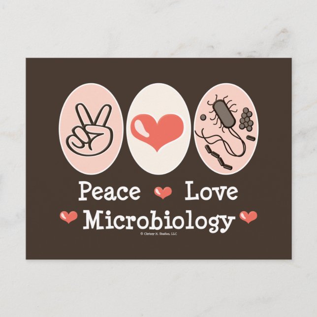 Carte postale Peace Love Microbiologie (Devant)
