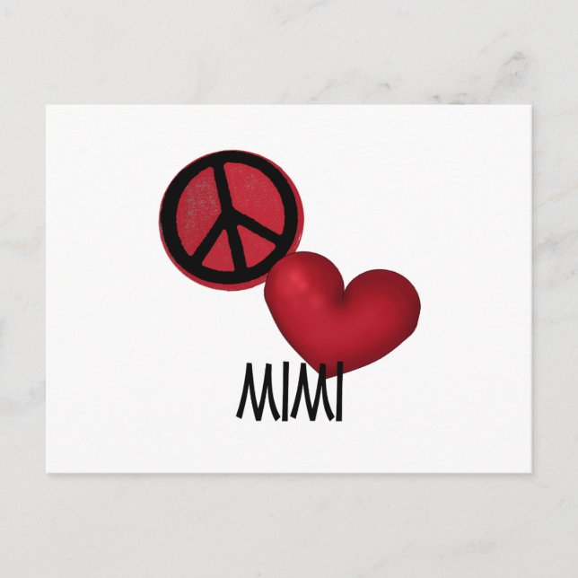Carte Postale Peace Love Mimi (Devant)