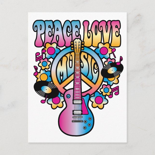 Carte Postale Peace Love Music (Devant)