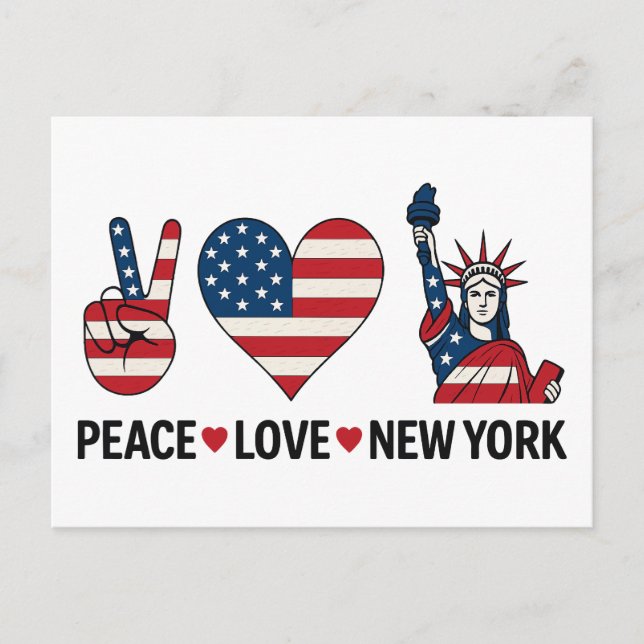 Carte Postale Peace Love New York (Devant)