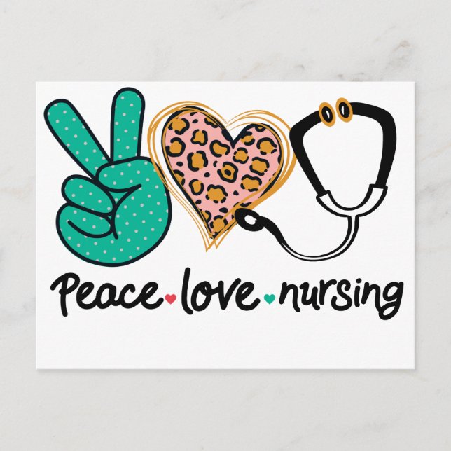 Carte Postale Peace Love Nuring (Devant)