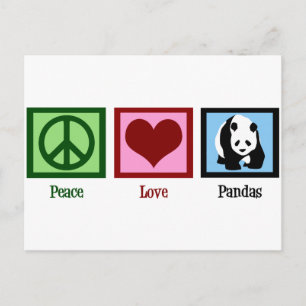 Carte Postale Peace Love Pandas