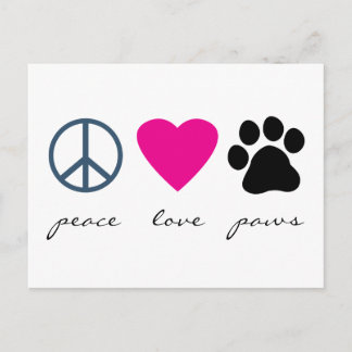 Carte Postale Peace Love Paws