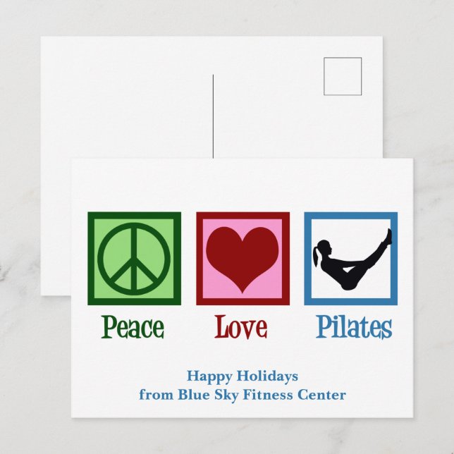 Carte Postale Peace Love Pilates Cute Custom Holiday (Devant / Derrière)
