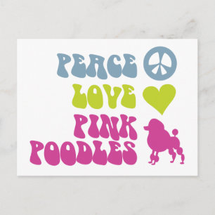 Carte postale Peace Love Pink Poodles, personnalis