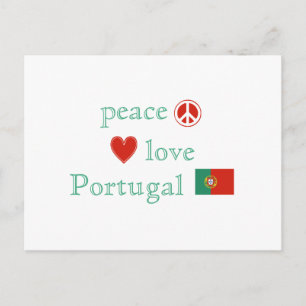 Carte Postale Peace Love Portugal Coeur et drapeau portugais