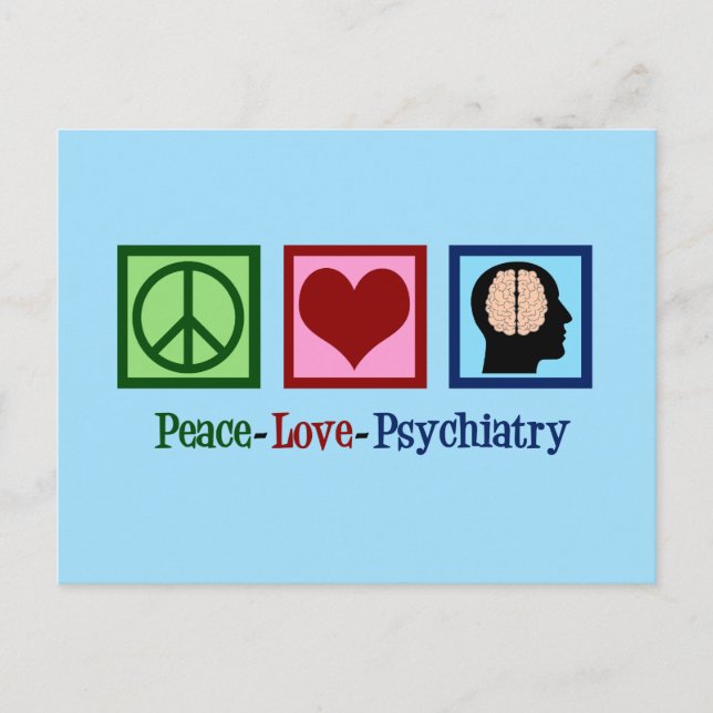 Carte Postale Peace Love Psychiatry (Devant)