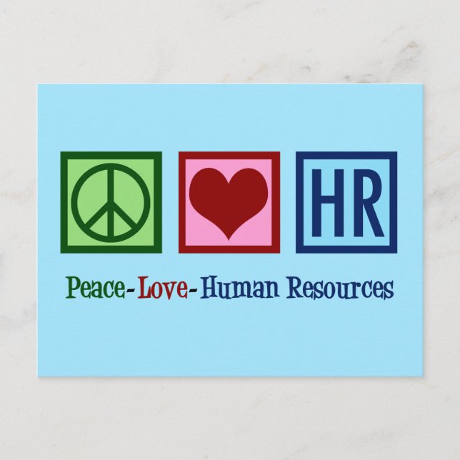 Carte Postale Peace Love Ressources humaines RH (Devant)