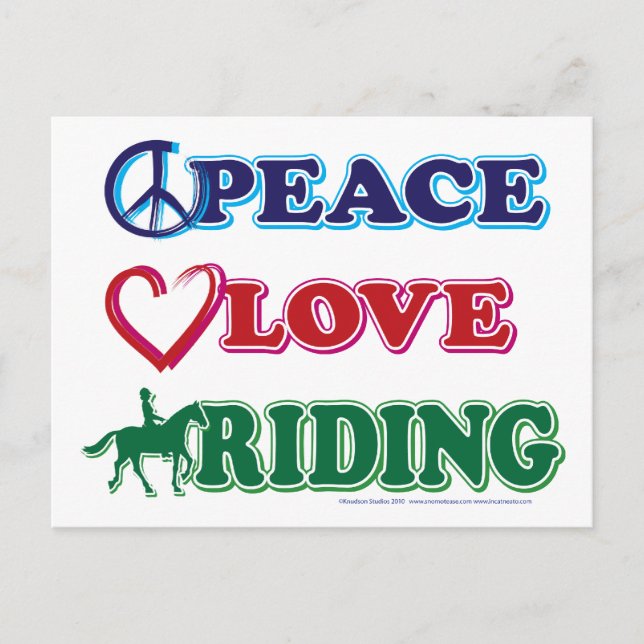 Carte Postale Peace Love Riding (Devant)