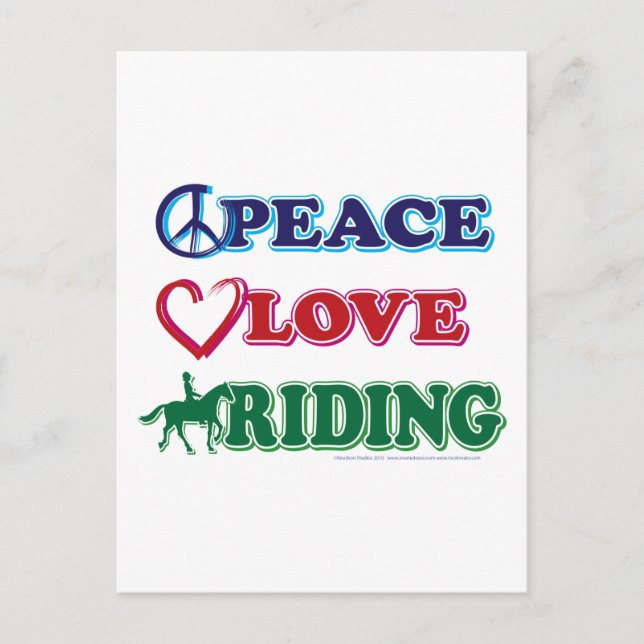 Carte Postale Peace Love Riding (Devant)