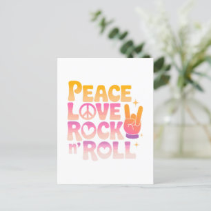 Carte Postale Peace Love Rock n Roll - Typographie inspirée par 