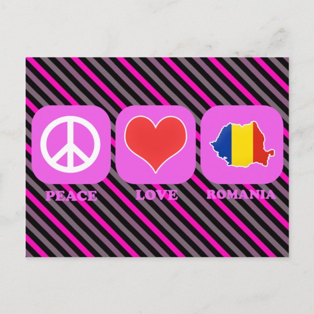 Carte Postale Peace Love Roumanie (Devant)