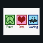 Carte Postale Peace Love Rowing Team Cute Crew Rowers<br><div class="desc">Peace Love Rowing Team. Un cadeau de rameur cool pour quelqu'un qui se présente comme un sport avec une équipe sportive.</div>
