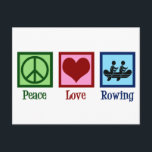 Carte Postale Peace Love Rowing Team Cute Crew Rowers<br><div class="desc">Peace Love Rowing Team. Un cadeau de rameur cool pour quelqu'un qui se présente comme un sport avec une équipe sportive.</div>
