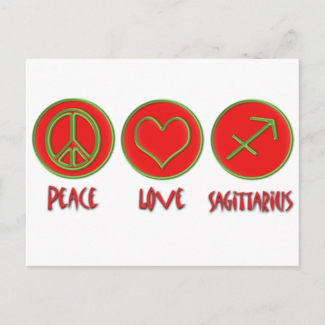 Carte Postale Peace Love Sagittarius (Devant)