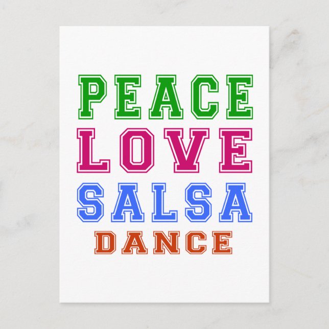 Carte Postale Peace Love Salsa Dance (Devant)