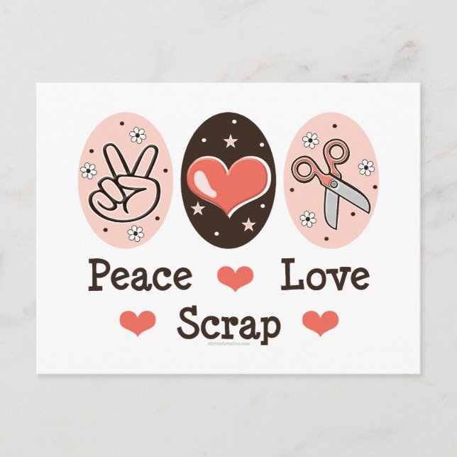 Carte Postale Peace Love Scrapbooking Postcard Papeterie (Devant)