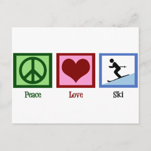 Carte Postale Peace Love Ski