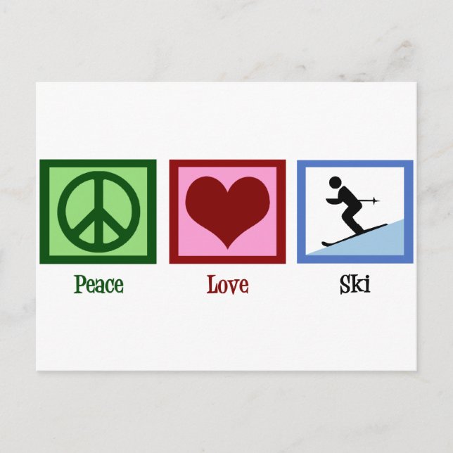 Carte Postale Peace Love Ski (Devant)