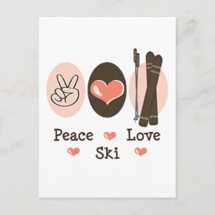 Carte postale Peace Love Ski