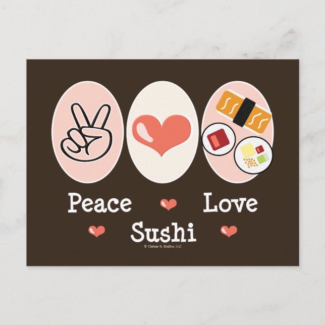Carte postale Peace Love Sushi (Devant)