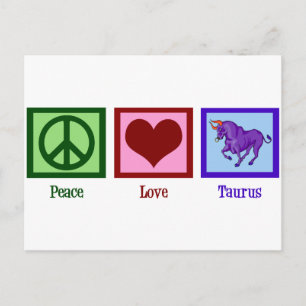 Carte Postale Peace Love Taurus