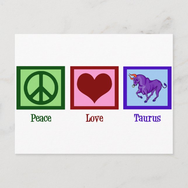 Carte Postale Peace Love Taurus (Devant)