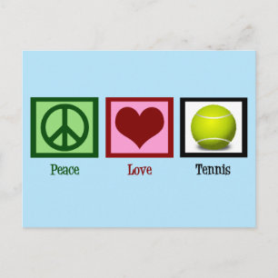 Carte Postale Peace Love Tennis Cute Blue