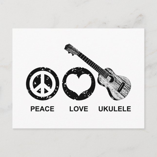 Carte Postale Peace Love Ukulele (Devant)