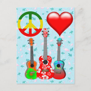 Carte Postale Peace Love Ukuleles