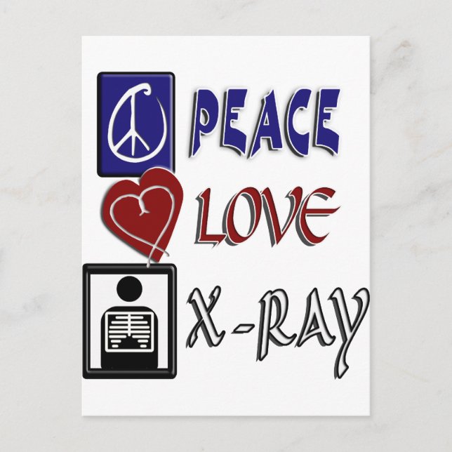 CARTE POSTALE PEACE LOVE XRAY (Devant)