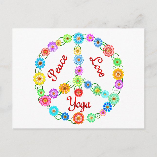 Carte Postale Peace Love Yoga (Devant)