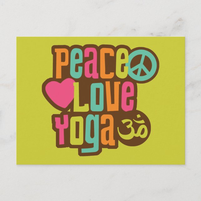Carte Postale Peace Love Yoga (Devant)