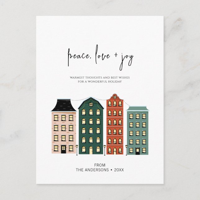 Carte Postale Peace moderne Amour & Joie Noël Ville de vacances  (Devant)