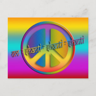 Carte Postale PEACE OM SHANTI linéaire coloré