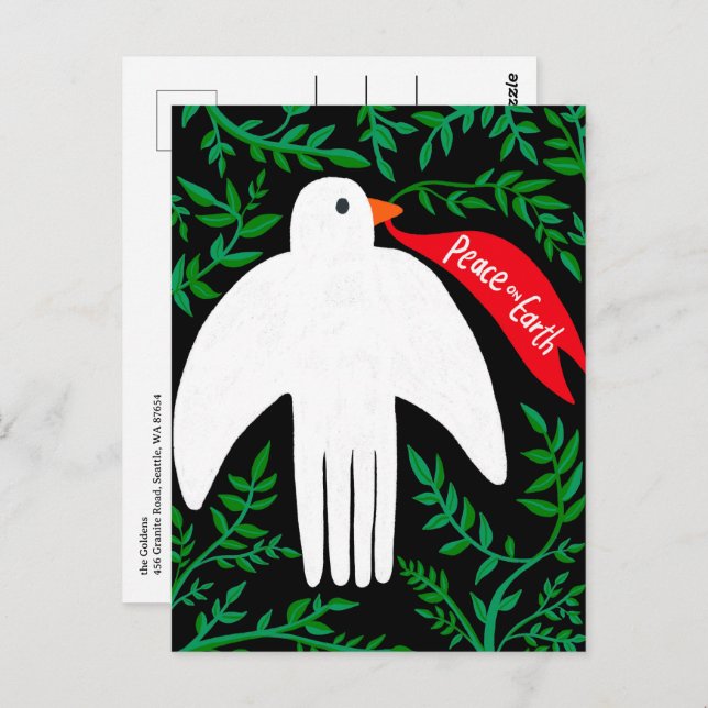 Carte Postale Peace on Earth Dove Noël Noël Noël Noël Noël Noël  (Devant / Derrière)