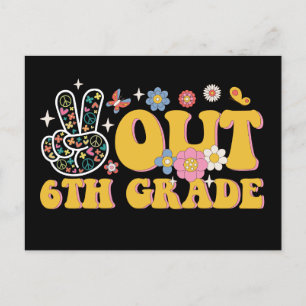 Carte Postale Peace Out 6e année Dernière journée de l'école