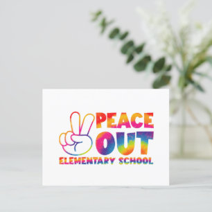 Carte Postale Peace Out Élémentaire École Tie Dye Dernier jour
