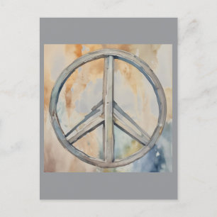 Carte Postale Peace Sign Watercolor Peinture Art