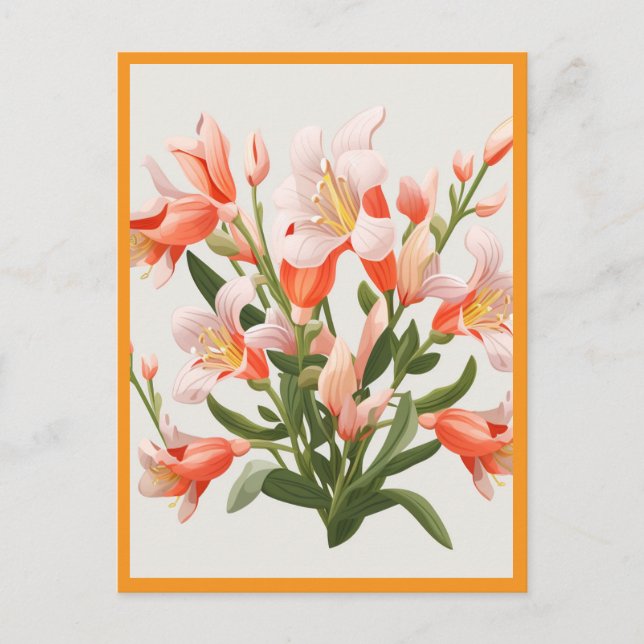 CARTE POSTALE PEACH COLORED FLOWERS #1 (Devant)