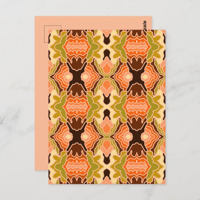 Carte Postale Peach Fuzz Boho Shabby Chic géométrique Art Abstra (Devant / Derrière)