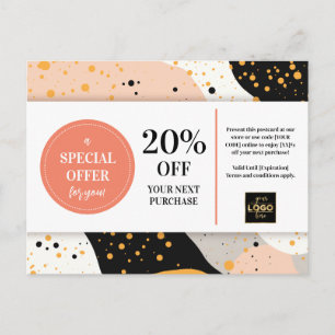 Carte Postale Peach Gold Noir Terrazzo Coupon Remise