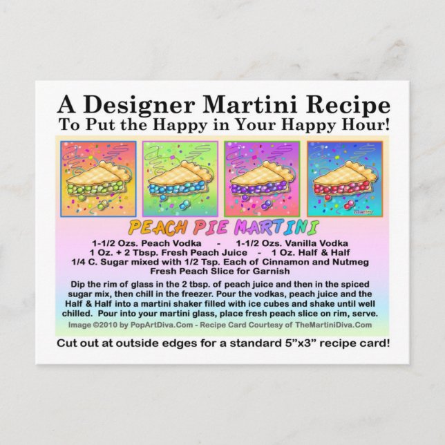 Carte postale Peach Pie Martini Recette (Devant)