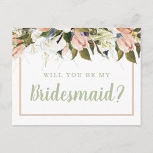 Carte Postale Peach White Country Floral Bridesmaid Proposition