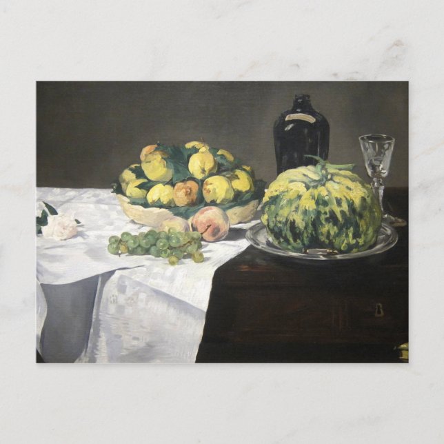 Carte Postale Peaches au citron de la vie morte par Manet Impres (Devant)