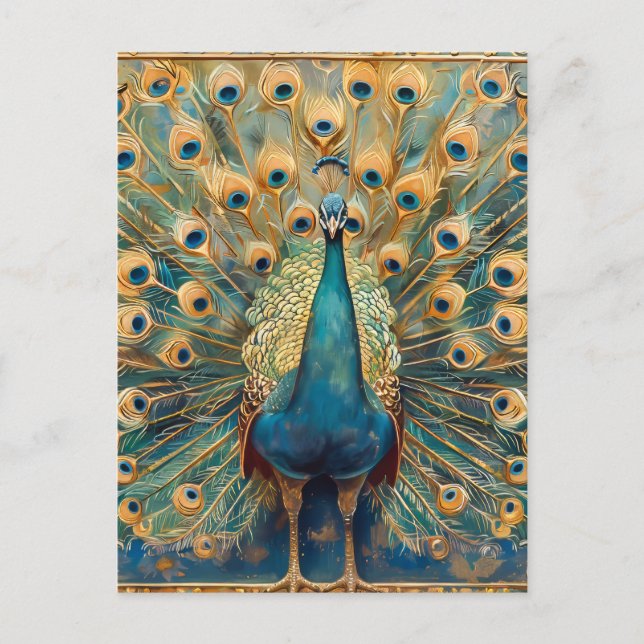 Carte Postale Peacock Art Nouveau (Devant)