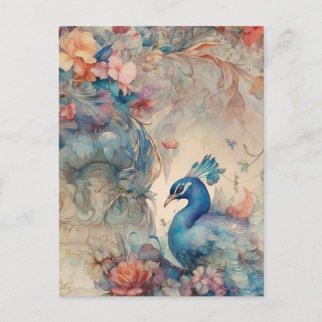 Carte postale Peacock colorée (Devant)