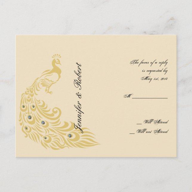 Carte postale Peacock Elegance Art Déco RSVP (Devant)