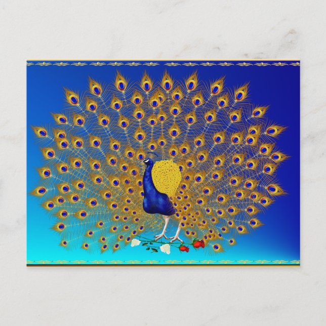 Carte postale Peacock et Rose (Devant)